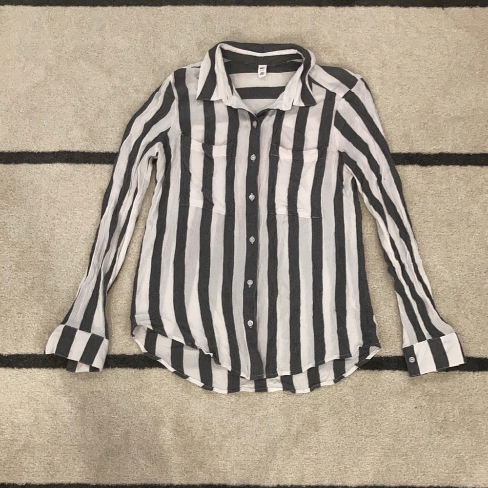 Nordstrom BP Striped Button Down Long Sleeve Top
